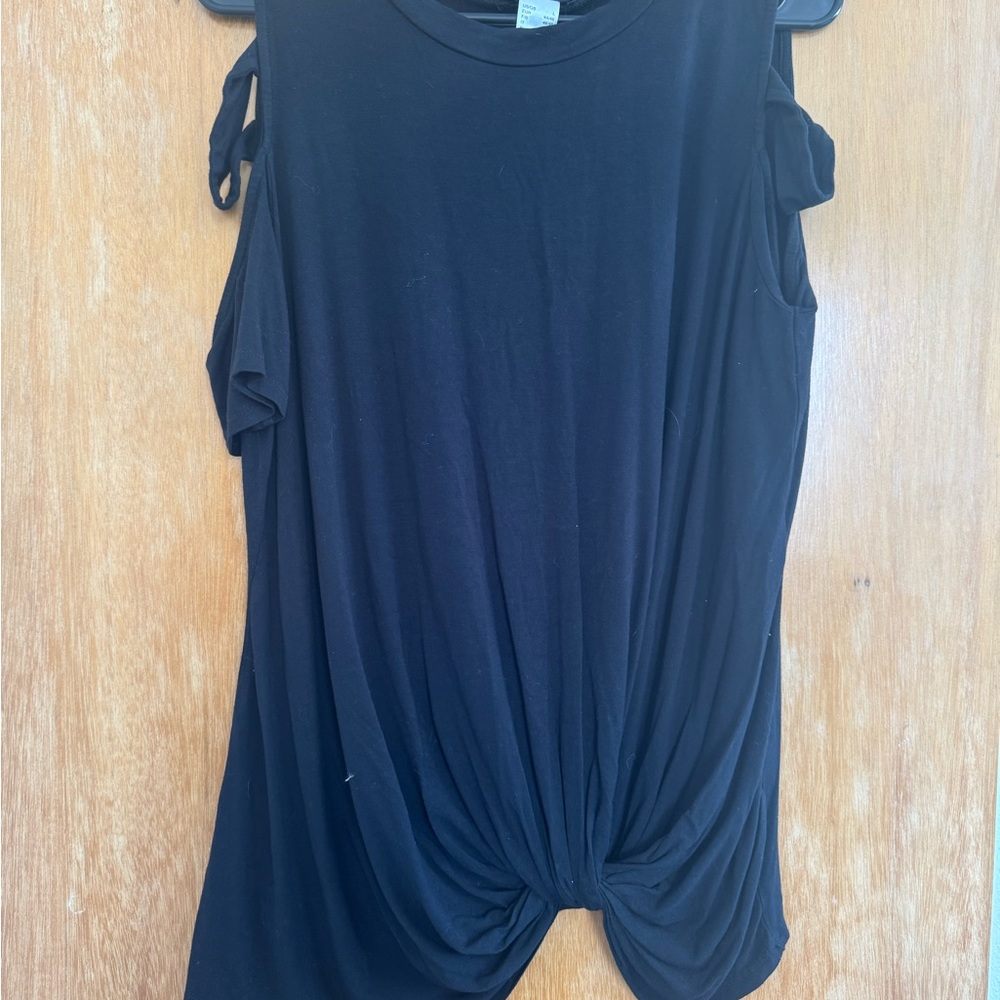 VENUS Black Knotted cold shoulder Top